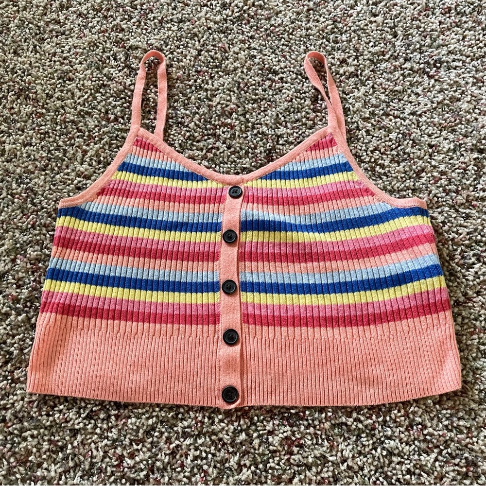EUC American Eagle Knit Cropped Top Large Striped